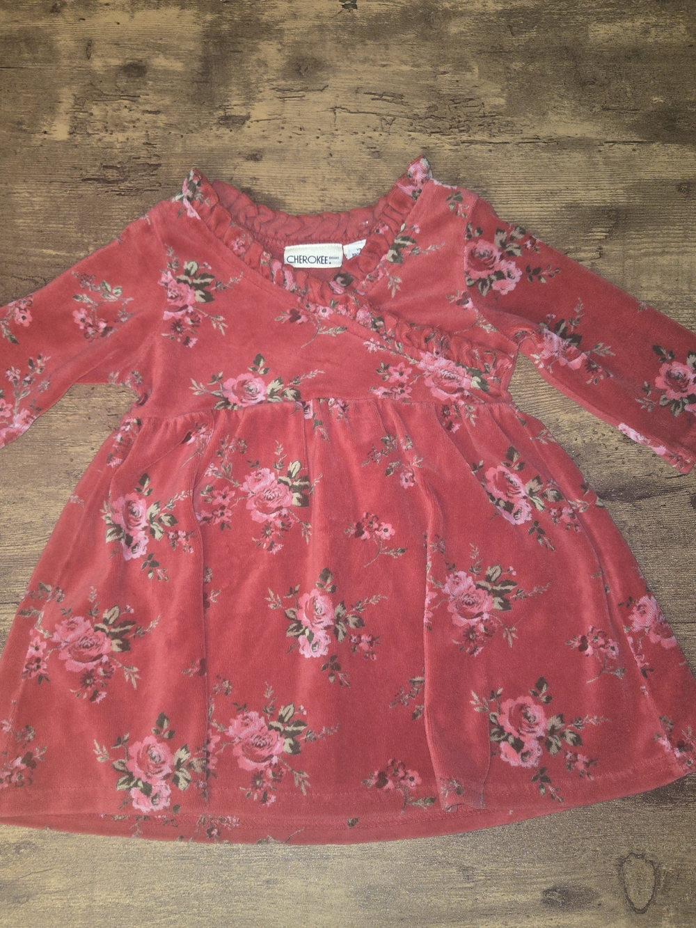 Cherokee Holiday Floral Velvet Dress 9M